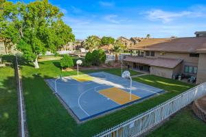 an overhead view of a basketball court in a yard at Hikers Hideaway - Cozy Resort Condo with Pool & More in St. George