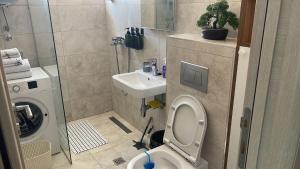 a bathroom with a toilet and a sink at MBv Budva in Budva +13 photos
