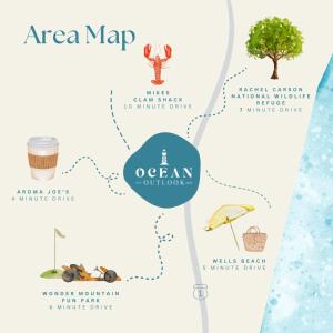 a map of aza map and an open option at Large Family Retreat Near Beach Private Decks in Wells