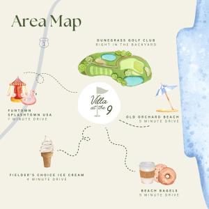 a map of arica map with a frog and other items at In-Home Arcade Hot Tub Golf Close to Beach in Old Orchard Beach