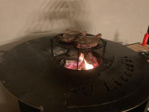 a fire pit with some food on top of it at Hotel U Liccedu in Bustanico