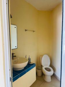 a bathroom with a toilet and a sink at Hotel Estancia Don Roberto San Blas in San Blas +14 photos