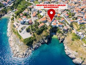 eine Karte von Cassis Spatial Park und Beach Apartment in der Unterkunft Gospoja Park & Beach Apartment Vrbnik in Vrbnik