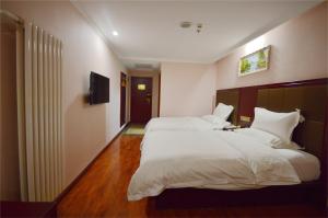 Postel nebo postele na pokoji v ubytování GreenTree Inn HeBei ZhangJiaKou ZhangBei Caoyuantian Rd ZhangKu Avenue Express Hotel