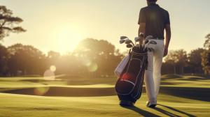 a man walking down a golf course with a golf cart at Domaine d'Anbalaba in Ruisseau Créole +13 photos