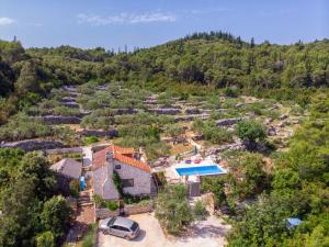 an aerial view of a villa with a swimming pool at House Nikica in Korčula