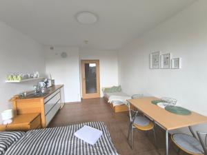 a living room with a table and a couch at Studio na horách in Cerny Dul