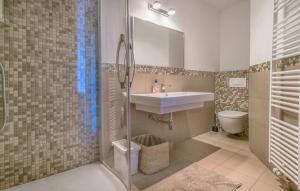 a bathroom with a sink and a shower and a toilet at Apartments Eurolux - Bohinjska Bistrica in Bohinj +78 photos
