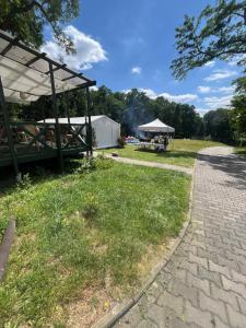 a picnic area with a pavilion in a park at Ostoja Natura Radzewice in Radzewice