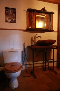 a bathroom with a toilet and a sink at Les Faes du Bos in Saint-Beauzire