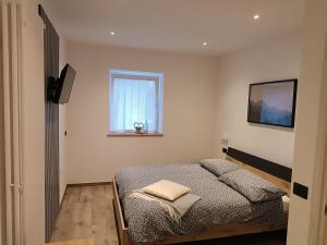 a bedroom with a bed and a window at Casa Nadia - Val di Sole Apartment in Piano