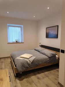 un dormitorio con una cama y una ventana en Casa Nadia - Val di Sole Apartment, en Piano