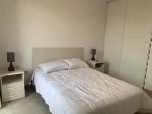 Ένα ή περισσότερα κρεβάτια σε δωμάτιο στο Appartement spacieux proche mer