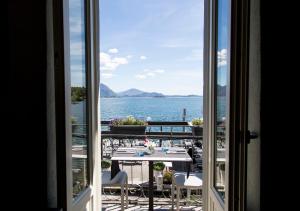 a view of the ocean from a balcony at Appartamenti Vistaqua in Baveno