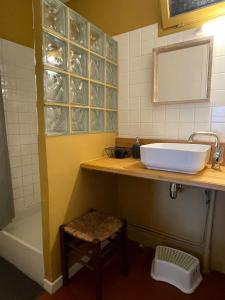 a bathroom with a sink and a tub at 2 gîtes mitoyens - 10 personnes - Jardin - Centre Saint Aignan in Saint-Aignan +24 photos