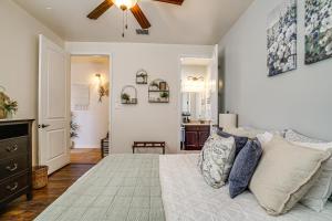 a bedroom with a bed with pillows on it at Family-Friendly El Paso Home Hike, Shop and Explore in Santa Teresa