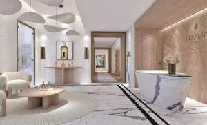 a rendering of a lobby with a tub and a table at Hôtel Métropole Monte-Carlo in Monte Carlo