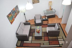 Χώρος καθιστικού στο Habitación privada con terraza en Polanco.