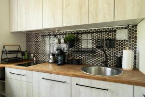 Η κουζίνα ή μικρή κουζίνα στο Cozy Park-View Studio Apartment with Free Parking