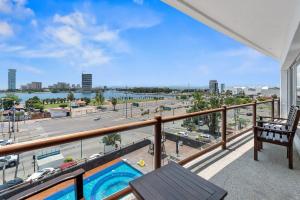 a balcony with a view of a city at Deck12 Casino and Resort by Monyxbnb in Puerto Vallarta