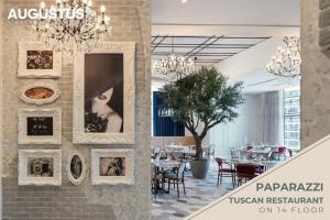two pictures on a wall in a restaurant at 49th Floor 2BR Corner Apt with Burj Khalifa View and Infinity Pool Access in Dubai