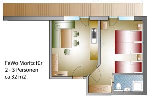 Plán poschodí v ubytovaní Gästehaus Vier Jahreszeiten