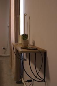 a table with a plant on it in a room at Gyumri House Midtown in Gyumri