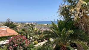 ポルトパーロにあるVilla Palma Di Mareのヤシの木が植わるリゾートから海の景色を望めます。
