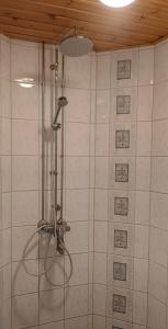 a shower with a shower head in a bathroom at PitStop 6 in Tampere +17 photos