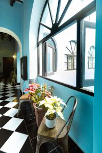 a room with two tables with plants and windows at Old San Juan The Core By Otium in San Juan