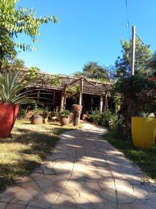 a house with plants in front of it at Estancia Rubi in Uberlândia