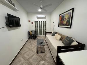 a living room with a couch and a tv at Don Antonio Apart 1 in Resistencia