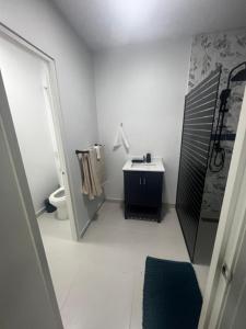 une salle de bain avec un lavabo et des toilettes dans l'établissement Tanki flip Property 2, à Noord 6 autres photos