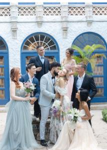 a bride and groom and their wedding party at Young Mansion Steps To The Beach in Hollywood +67 photos