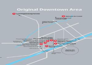 a map of the city of central durham with red dots at KensingtonResort JirisanNamwon in Namwon