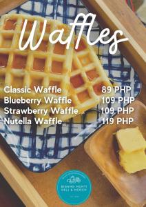 a magazine cover of waffles with a plate of cheese at Cabin B in Bigang Munti in Batangas City
