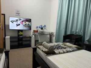 TV a/nebo společenská místnost v ubytování Twin Room - Shared Bathroom, No Parking