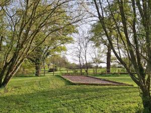 a park with trees and a path in the grass at Chez Valentin, jusqu'à 9 personnes in Saint-Denis-dʼAnjou
