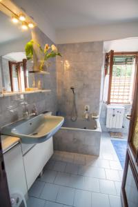 a bathroom with a sink and a bath tub and a sink at Casa Caterina in Dervio