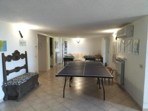 a ping pong table in a living room with a chair at Villa Gloria Guest House in Tovo San Giacomo