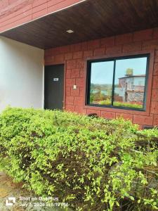HOTEL GREEN CRYSTAL LINGMALA Mahabaleshwar في ماهاباليشوار: مبنى امامه نافذه وشجيره