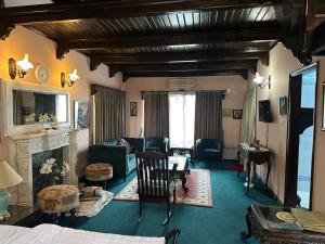 ブハーバンにあるBhurban Hillsのソファと暖炉のあるリビングルーム