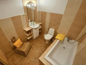 a bathroom with a toilet and a sink and a tub at Oremusówka in Zakopane +34 photos