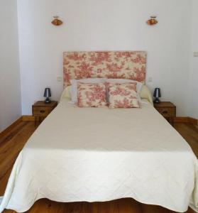 Un dormitorio con una cama blanca con dos almohadas. en Villa bellevue, en Fanjeaux