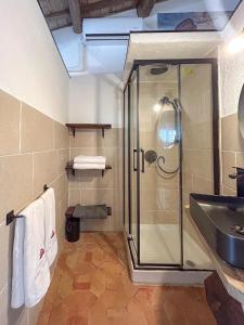a bathroom with a shower and a sink at Attic Castel Sant'Angelo - Pantheon in Rome +38 photos