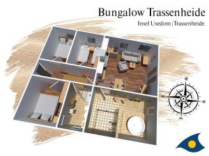 Un dibujo de una casa con el plano del piso. en Ferienhaus Pauline, en Trassenheide