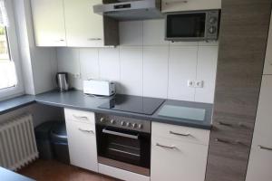 Kuchyň nebo kuchyňský kout v ubytování Ferienhaus Westhüs 1