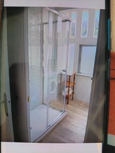 セーにあるPiso Buenos Airesのガラス張りのシャワードア