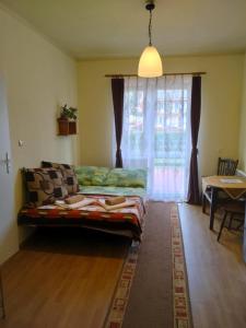 a living room with a couch in front of a window at Pokoje gościnne Jacek in Polańczyk