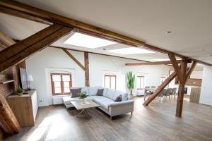 a large living room with a couch and a table at Exklusive Apartments im Gründerzeitjuwel in Görlitz